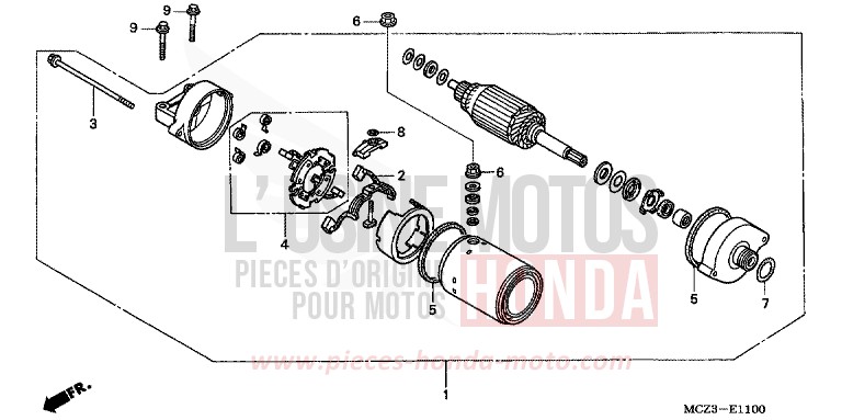 STARTING MOTOR for Hornet 900 CANDY BLAZE ORANGE (YR196) from 2007